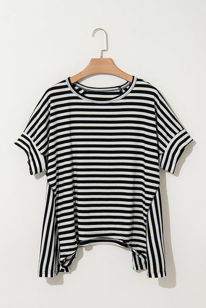 Threaded Pear Alia Stripe Batwing Sleeve Crewneck Oversized Top