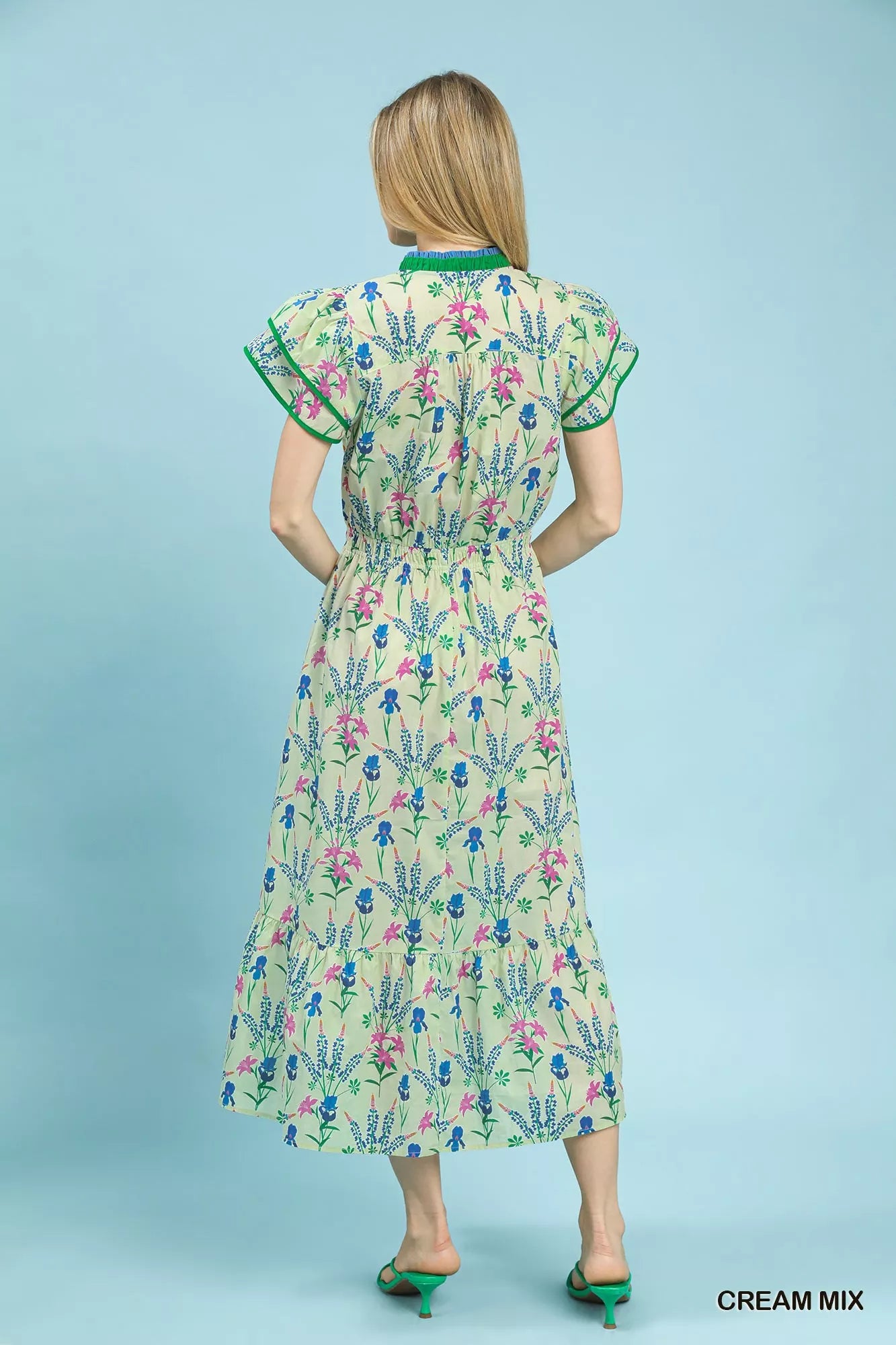 Umgee Mix Floral Midi Dress in Cream
