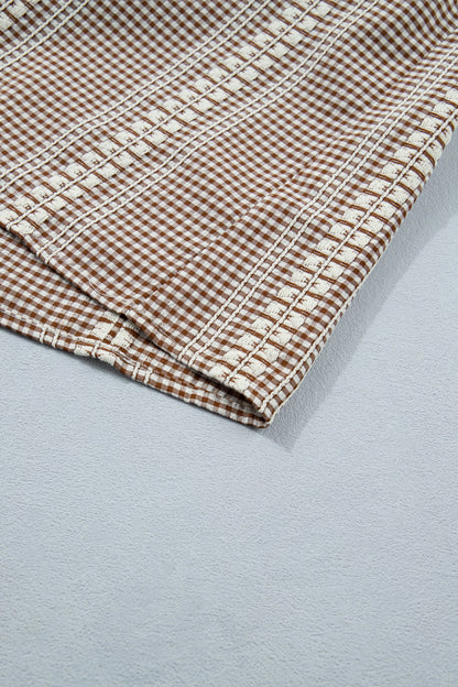 Threaded Pear Maggie Puff Sleeve Gingham Blouse
