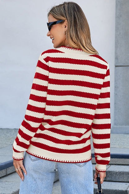 Threaded Pear Rylee Stripe Button Cardigan Sweater