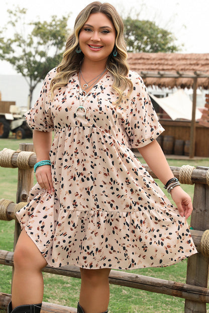 Threaded Pear Leila Plus Size Cuffed Sleeve Empire Waist Dress