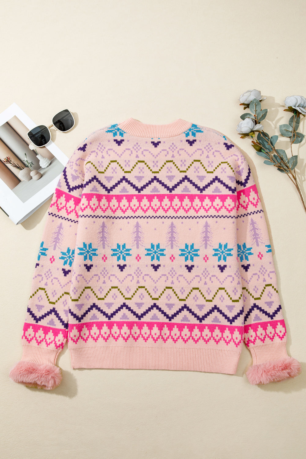 Threaded Pear Kayaetta Knit Feather Cuffed Sweater