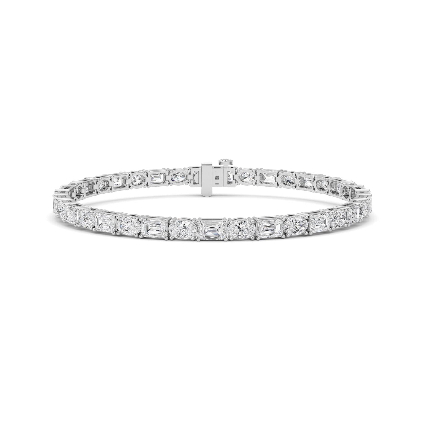 Emerald And Round Lab Grown Diamond (F/VS )Bracelet in 14K Gold