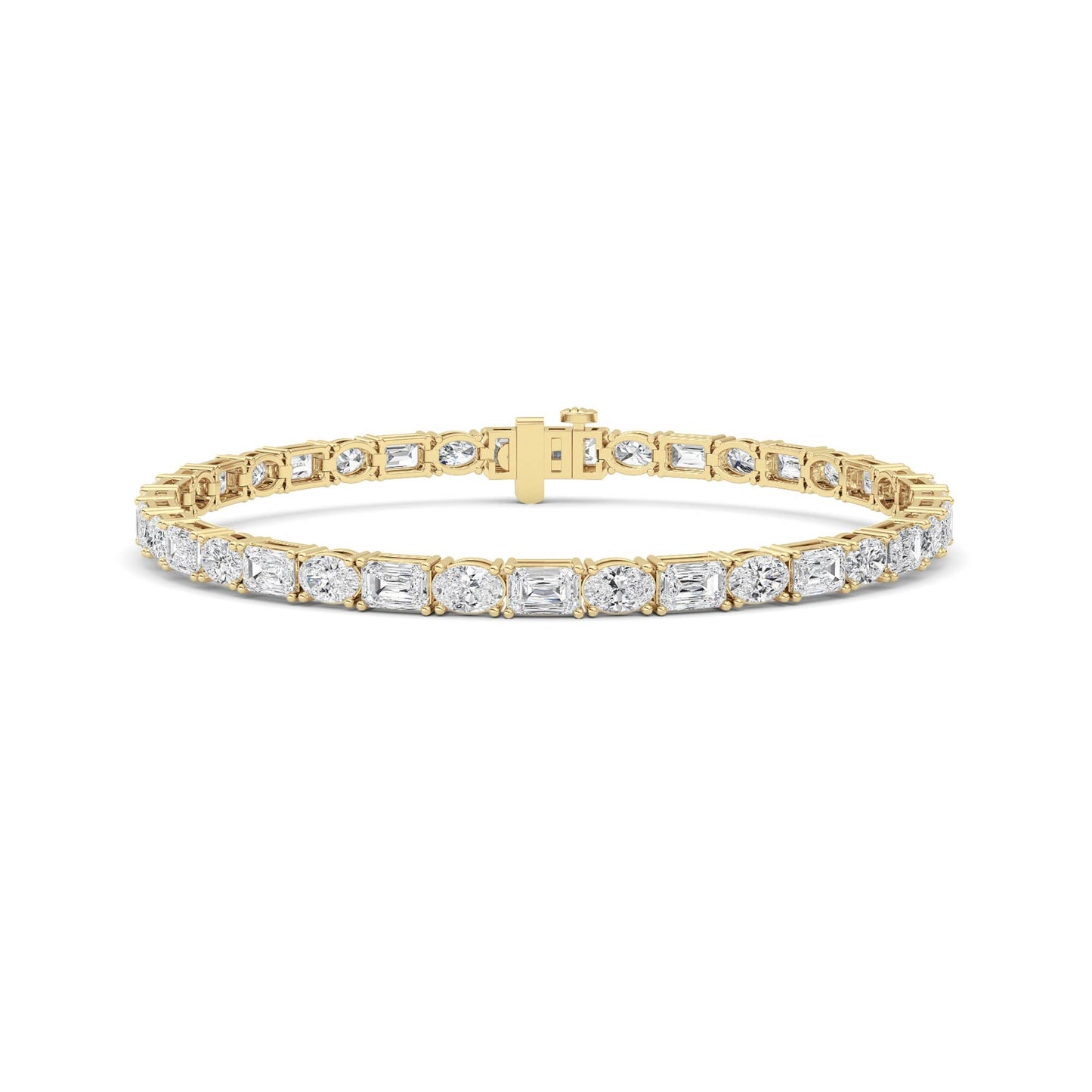 Emerald And Round Lab Grown Diamond (F/VS )Bracelet in 14K Gold