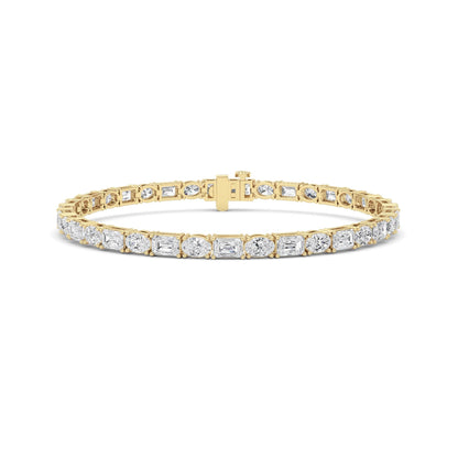 Emerald And Round Lab Grown Diamond (F/VS )Bracelet in 14K Gold
