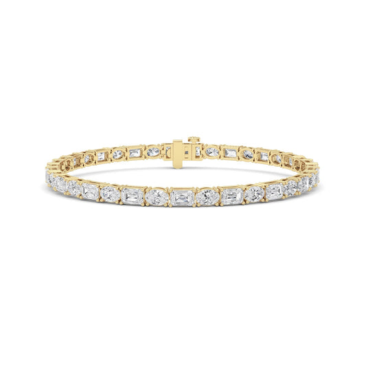 Emerald And Round Lab Grown Diamond (F/VS )Bracelet in 14K Gold