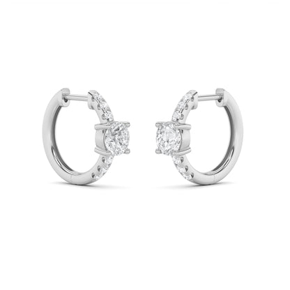 1.5Cttw Round Shaped Lab Grown Diamond (F/VS) Solitare Accent Huggie Earrings in 14K Gold