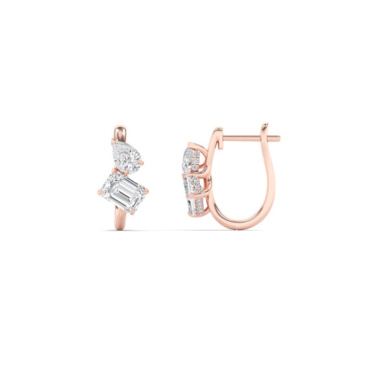 3Cttw Mixed Shaped Lab Grown Diamond (F/VS) Toi etMoi Fashion Earrings in 14K Gold