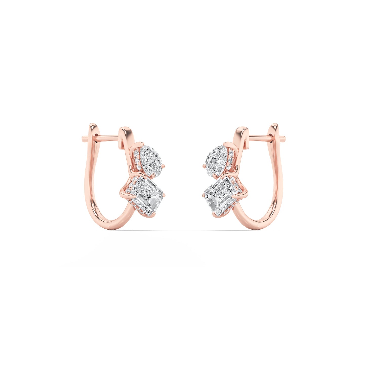 3Cttw Mixed Shaped Lab Grown Diamond (F/VS) Toi etMoi Fashion Earrings in 14K Gold