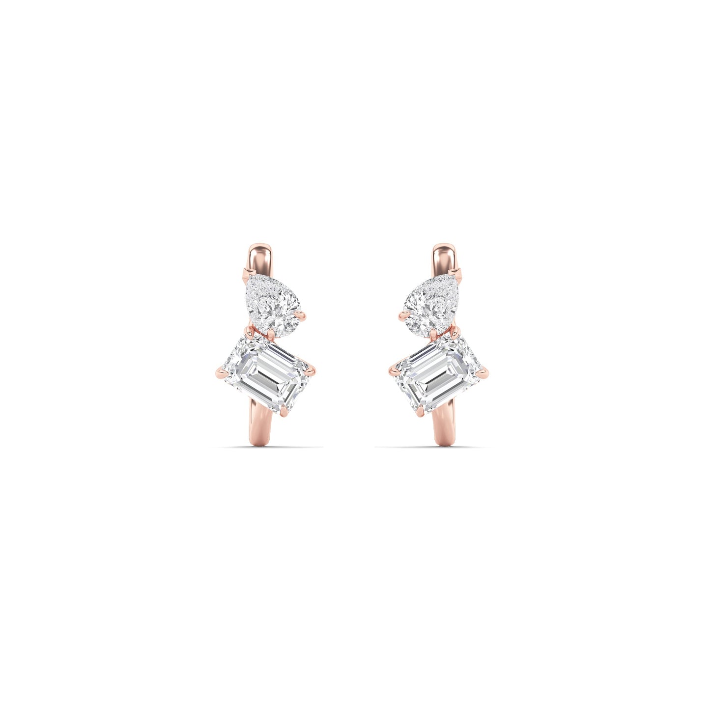 3Cttw Mixed Shaped Lab Grown Diamond (F/VS) Toi etMoi Fashion Earrings in 14K Gold
