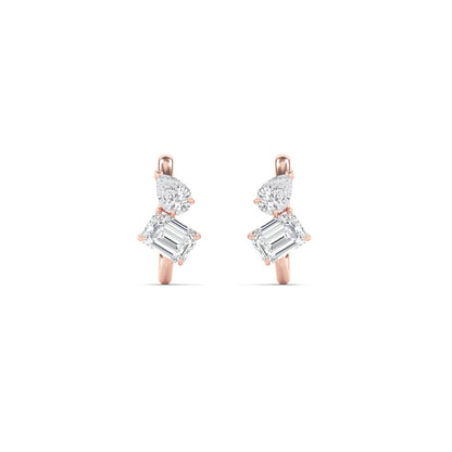 3Cttw Mixed Shaped Lab Grown Diamond (F/VS) Toi etMoi Fashion Earrings in 14K Gold