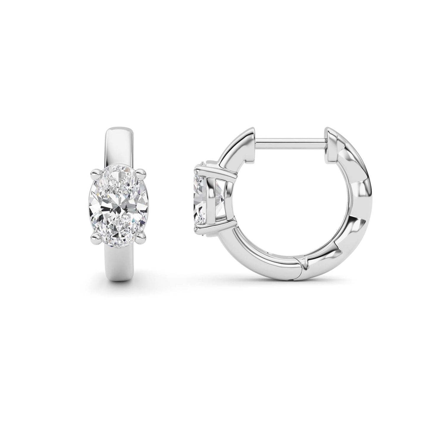 Oval Shaped Lab Grown Diamond (F/VS ) HuggieEarrings in 14K Gold