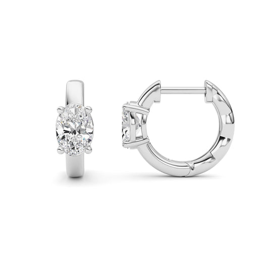 Oval Shaped Lab Grown Diamond (F/VS ) HuggieEarrings in 14K Gold