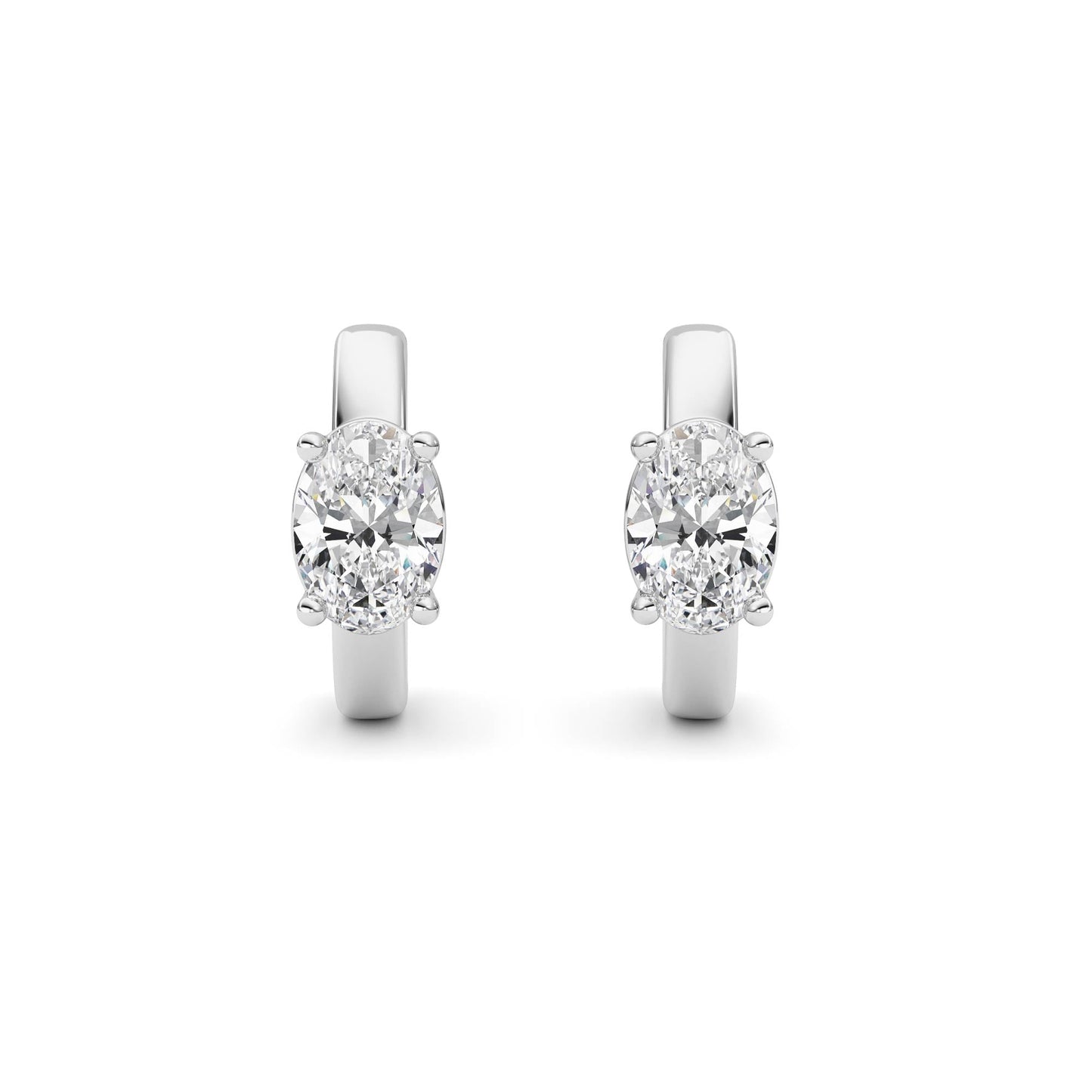 Oval Shaped Lab Grown Diamond (F/VS ) HuggieEarrings in 14K Gold