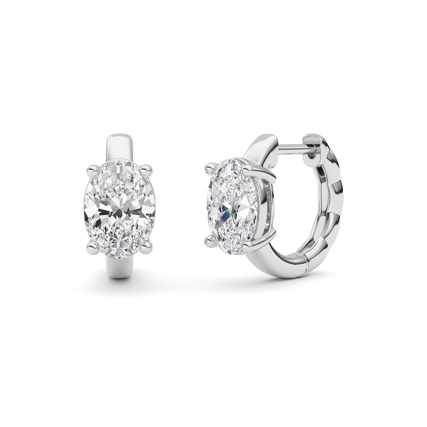 Oval Shaped Lab Grown Diamond (F/VS ) HuggieEarrings in 14K Gold