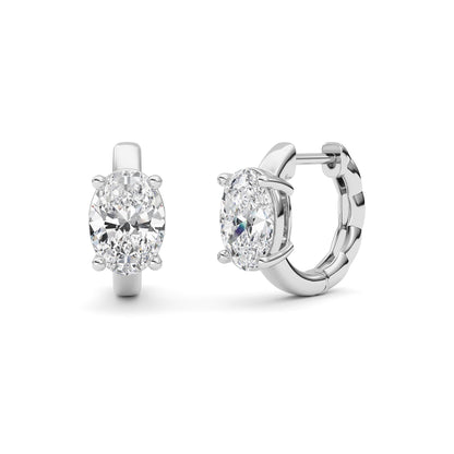 Oval Shaped Lab Grown Diamond (F/VS ) HuggieEarrings in 14K Gold