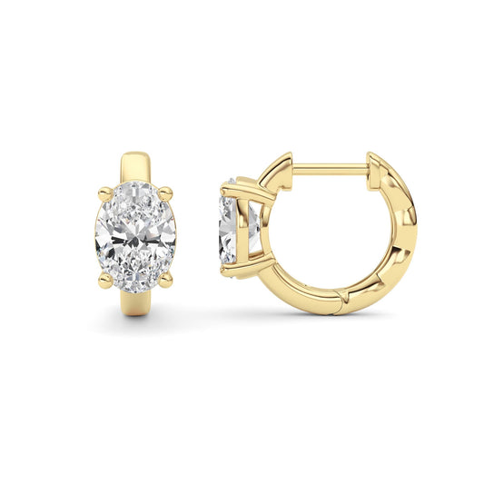 2Cttw Oval Shaped Lab Grown Diamond (F/VS ) HuggieEarrings in 14K Gold