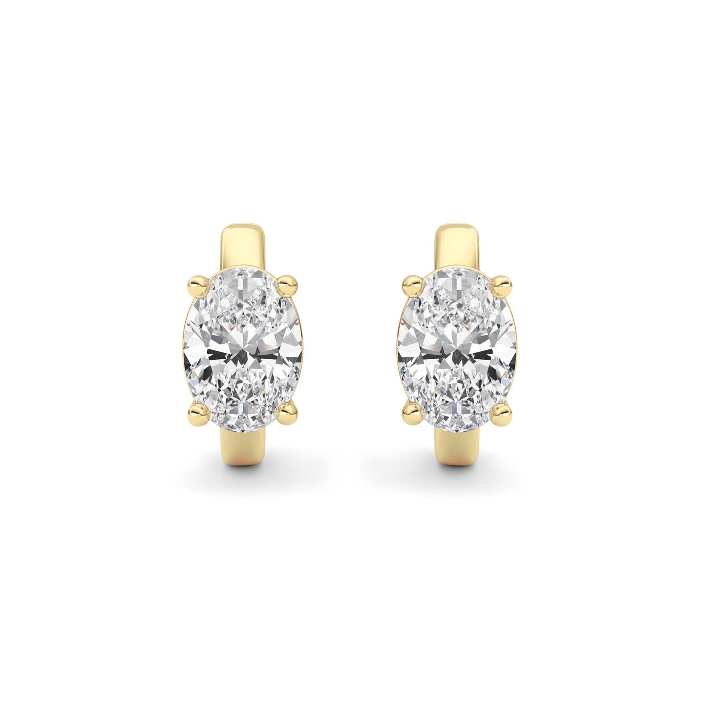 2Cttw Oval Shaped Lab Grown Diamond (F/VS ) HuggieEarrings in 14K Gold