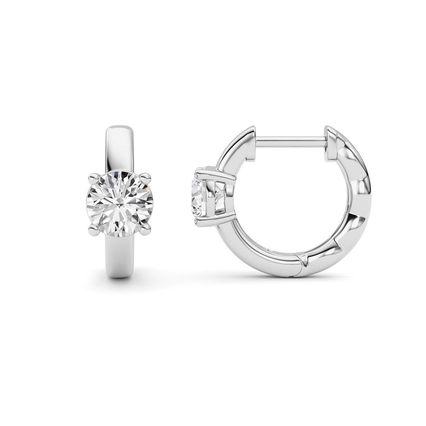 Round Shaped Lab Grown Diamond (F/VS ) Huggie Earrings in 14K Gold