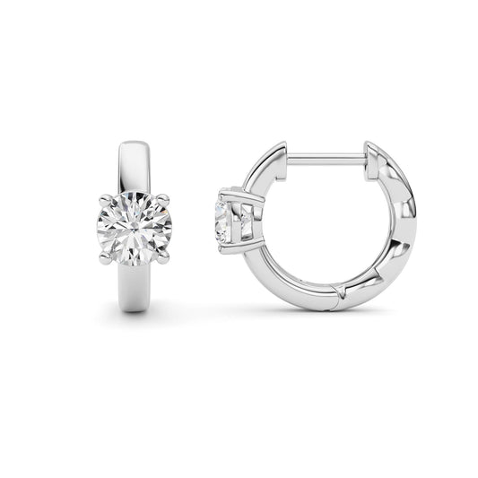 Round Shaped Lab Grown Diamond (F/VS ) Huggie Earrings in 14K Gold