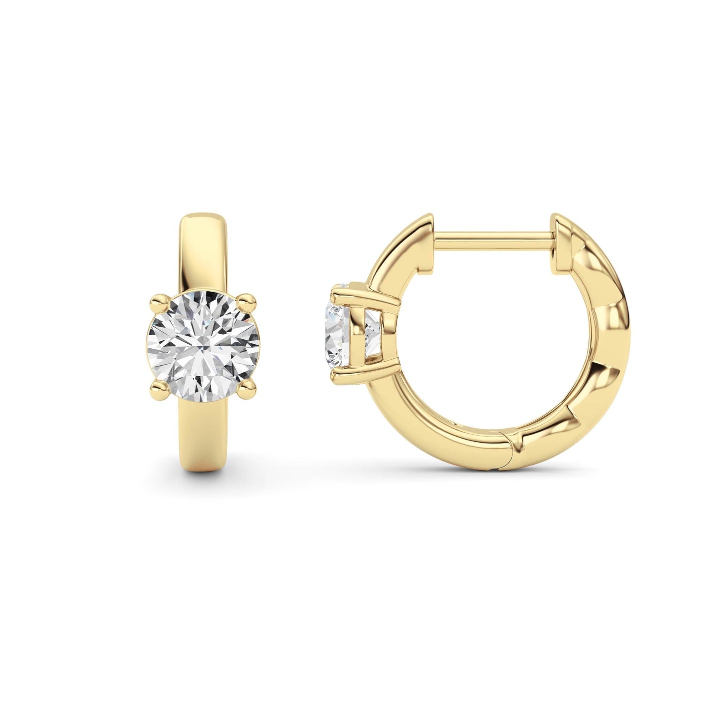 Round Shaped Lab Grown Diamond (F/VS ) Huggie Earrings in 14K Gold