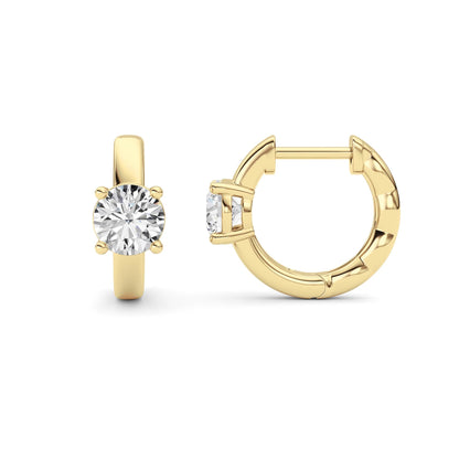 Round Shaped Lab Grown Diamond (F/VS ) Huggie Earrings in 14K Gold
