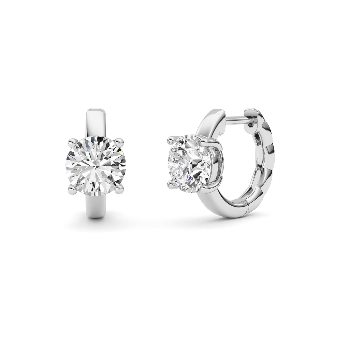 Round Shaped Lab Grown Diamond (F/VS ) Huggie Earrings in 14K Gold