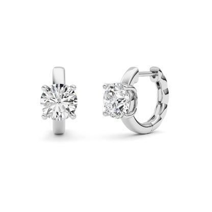 Round Shaped Lab Grown Diamond (F/VS ) Huggie Earrings in 14K Gold