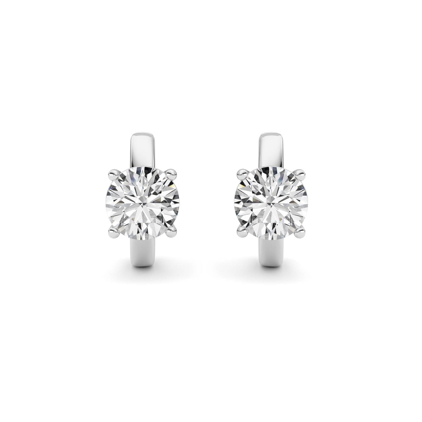 Round Shaped Lab Grown Diamond (F/VS ) Huggie Earrings in 14K Gold