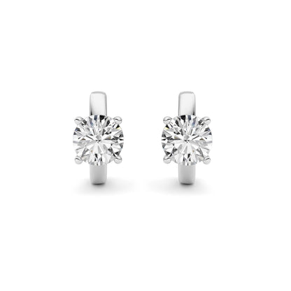 Round Shaped Lab Grown Diamond (F/VS ) Huggie Earrings in 14K Gold