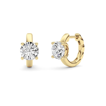Round Shaped Lab Grown Diamond (F/VS ) Huggie Earrings in 14K Gold