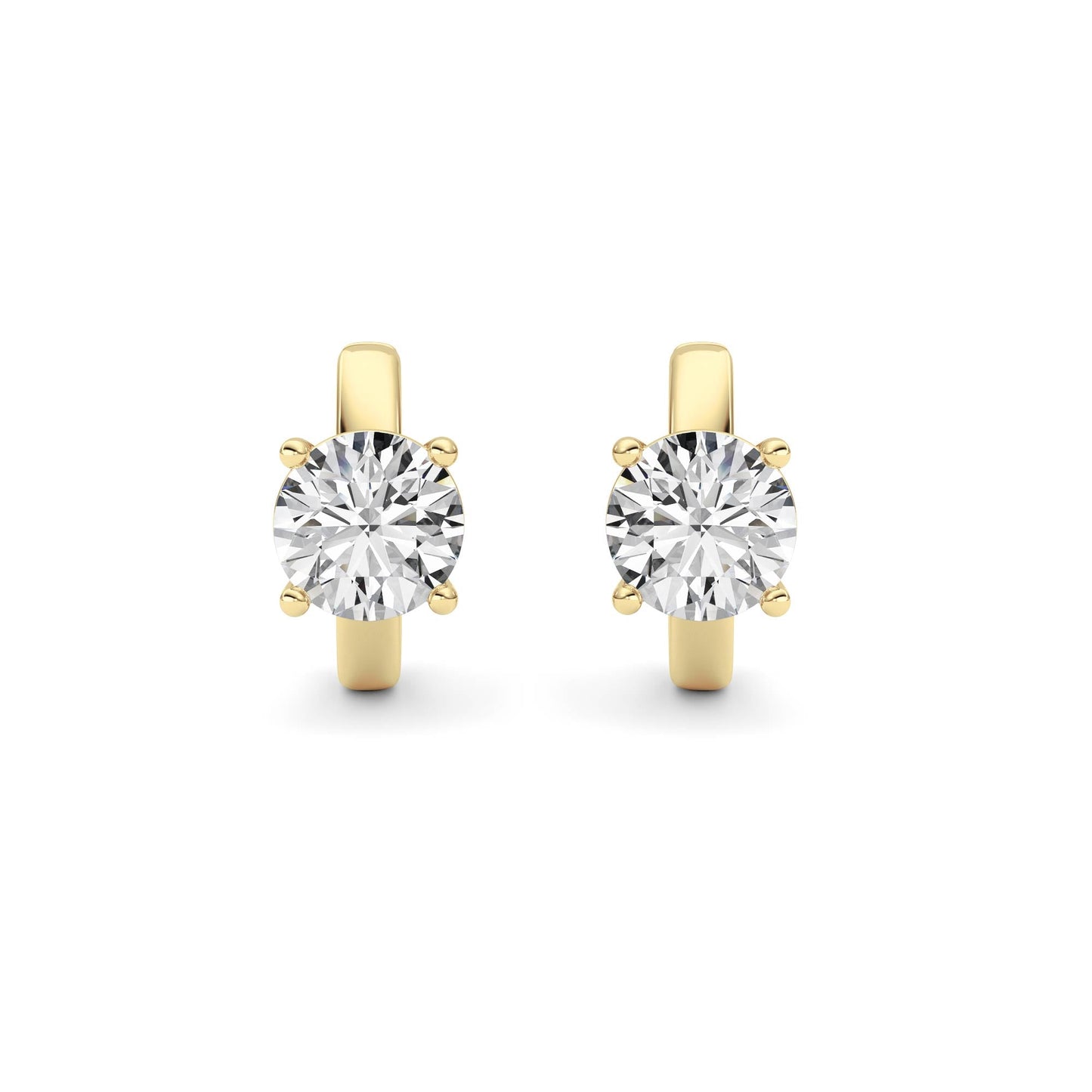 Round Shaped Lab Grown Diamond (F/VS ) Huggie Earrings in 14K Gold