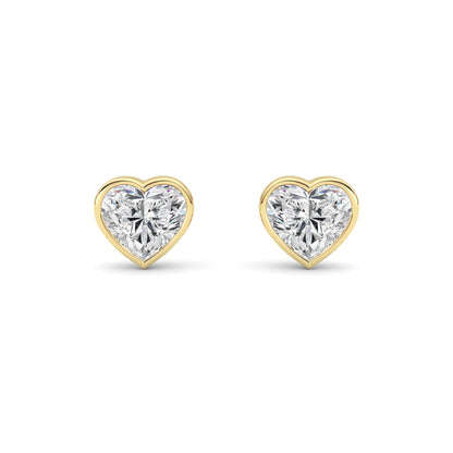 Heart Shaped Lab Grown Diamond (F/VS) BezelSet Stud Earrings in 14K Gold
