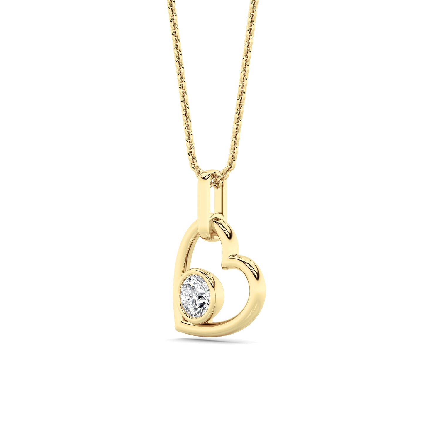 0.33ct Round Lab Grown Diamond (F/VS ) Heart Pendant in 14K Yellow Gold