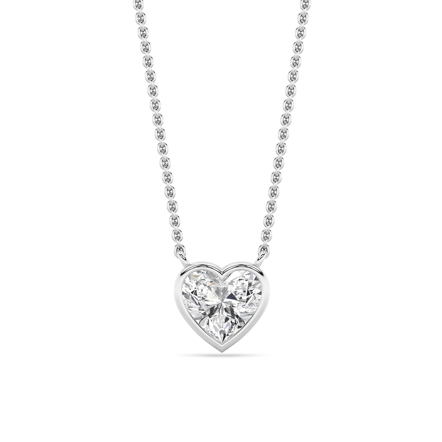 Heart Lab Grown Diamond (F/VS ) Prong 14K White Gold Pendant Necklace