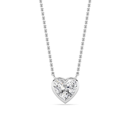 Heart Lab Grown Diamond (F/VS ) Prong 14K White Gold Pendant Necklace