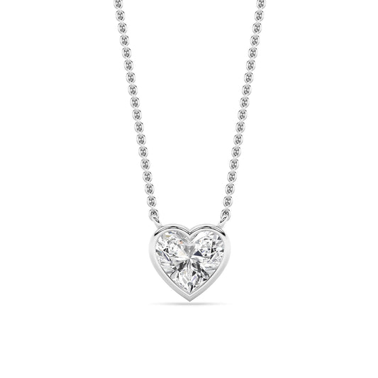 Heart Lab Grown Diamond (F/VS ) Prong 14K White Gold Pendant Necklace