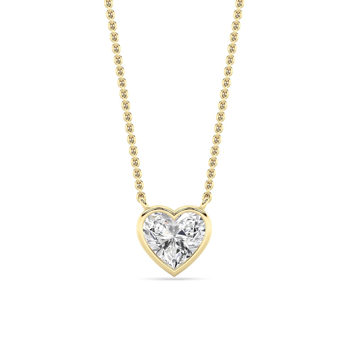 Heart Lab Grown Diamond (F/VS ) Prong 14k Yellow Gold Pendant Necklace