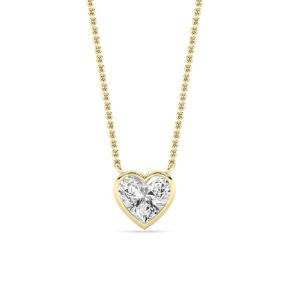 Heart Lab Grown Diamond (F/VS ) Prong 14k Yellow Gold Pendant Necklace