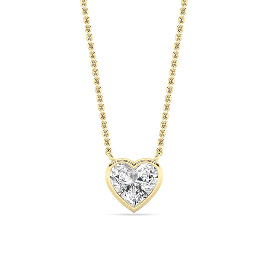Heart Lab Grown Diamond (F/VS ) Prong 14k Yellow Gold Pendant Necklace