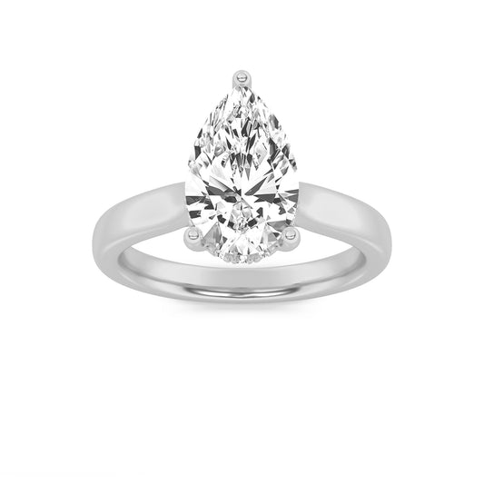 2Cttw Pear Shaped Lab Grown Diamond (F/VS) Hidden Halo Cathedral Shank Engagement Ring in 14K Gold