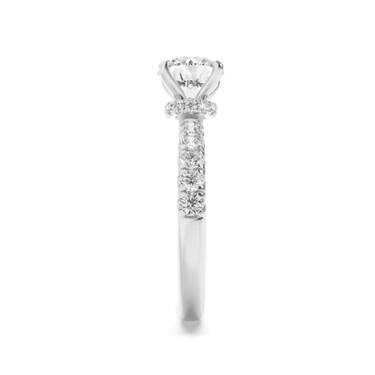 2.5Cttw Round Shaped Lab Grown Diamond (F/VS) Hidden Halo Accented Ring in 14K Gold