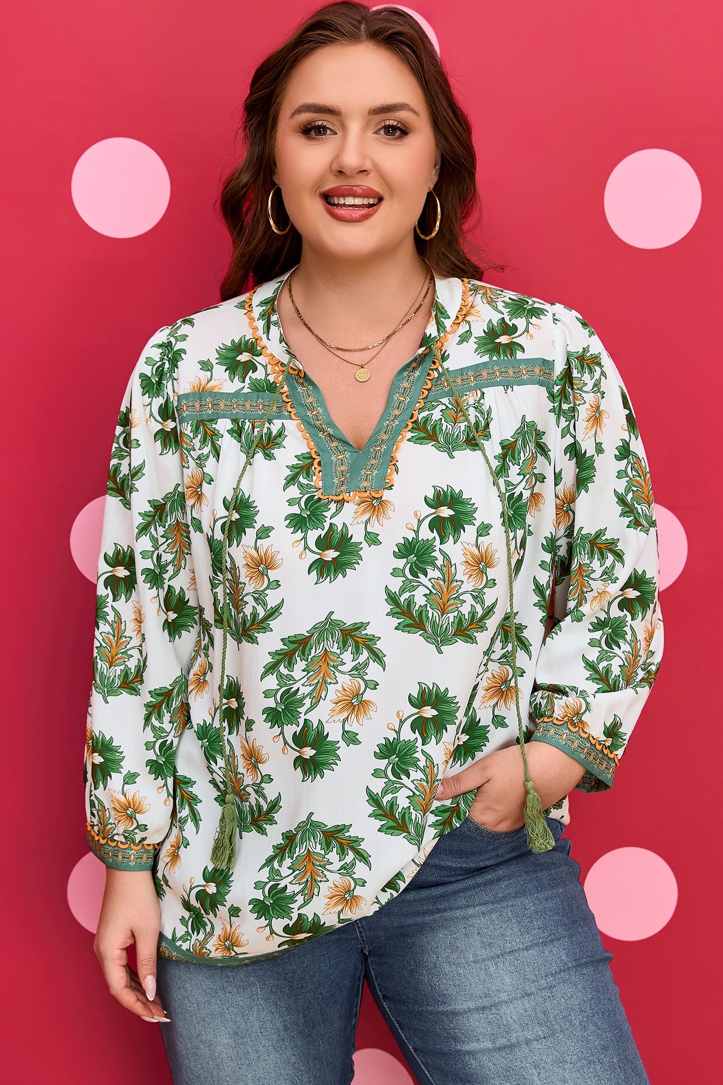 Threaded Pear Kira 3 4 Sleeve PLUS Blouse