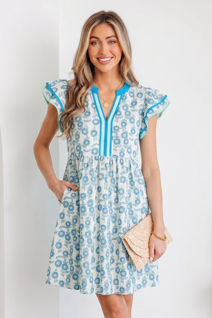 Threaded Pear Marlowe Flutter Sleeve Mini Dress