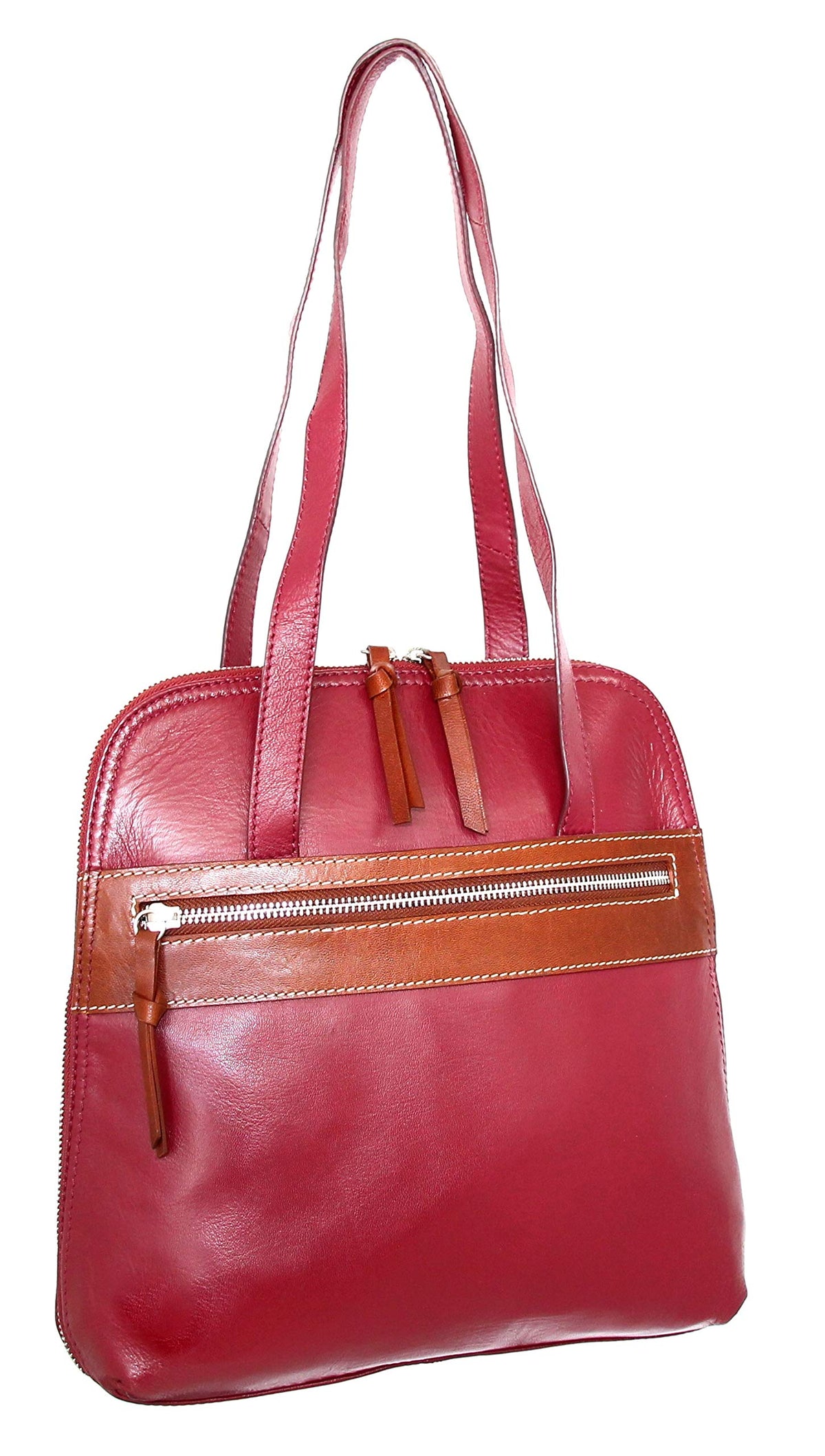 Nino Bossi Carina Convertible Leather Tote/Backpack - Cabernet