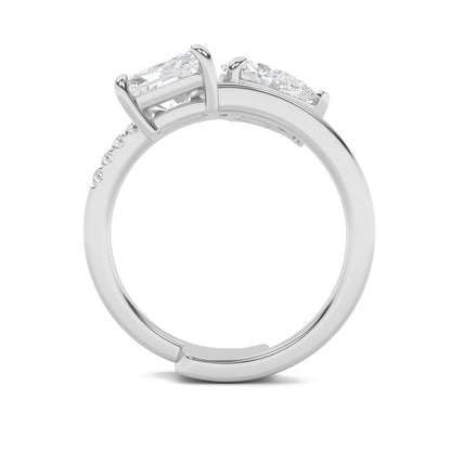1.5Cttw Pear Shaped Lab Grown Diamond (F/VS) Toi et Moi Fashion Ring in 14K Gold