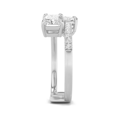 1.5Cttw Pear Shaped Lab Grown Diamond (F/VS) Toi et Moi Fashion Ring in 14K Gold