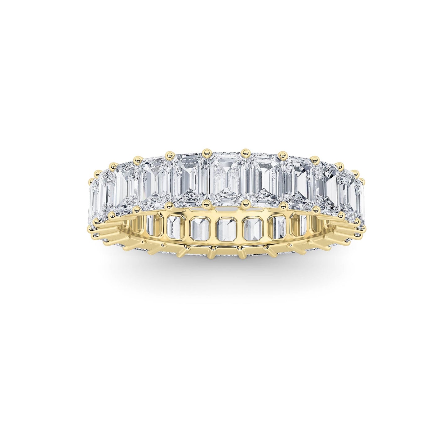2.9Cttw Emerald Shaped Lab Grown Diamond Split Prong Eternity Ring in 14K Gold (F/VS)