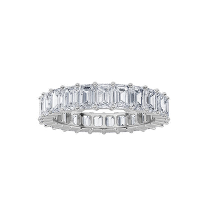 3.6Cttw Emerald Shaped Lab Grown Diamond Split Prong Eternity Ring in 14K Gold (F/VS)
