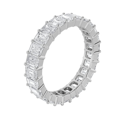 3.6Cttw Emerald Shaped Lab Grown Diamond Split Prong Eternity Ring in 14K Gold (F/VS)